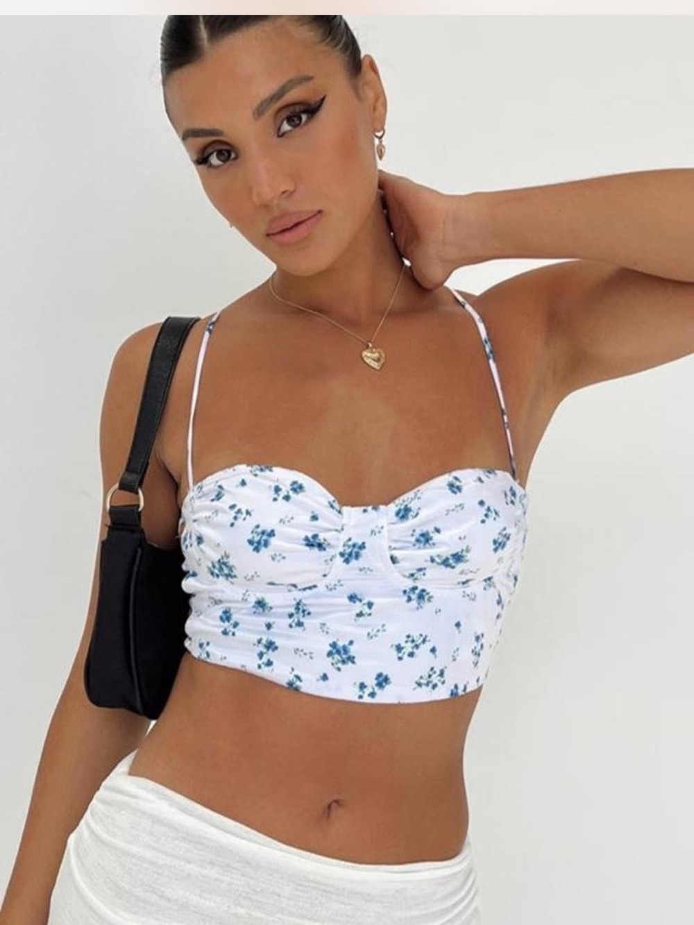 Princess Polly Durrell Blue Floral Corset Crop Top Lace Up NWT Size 4